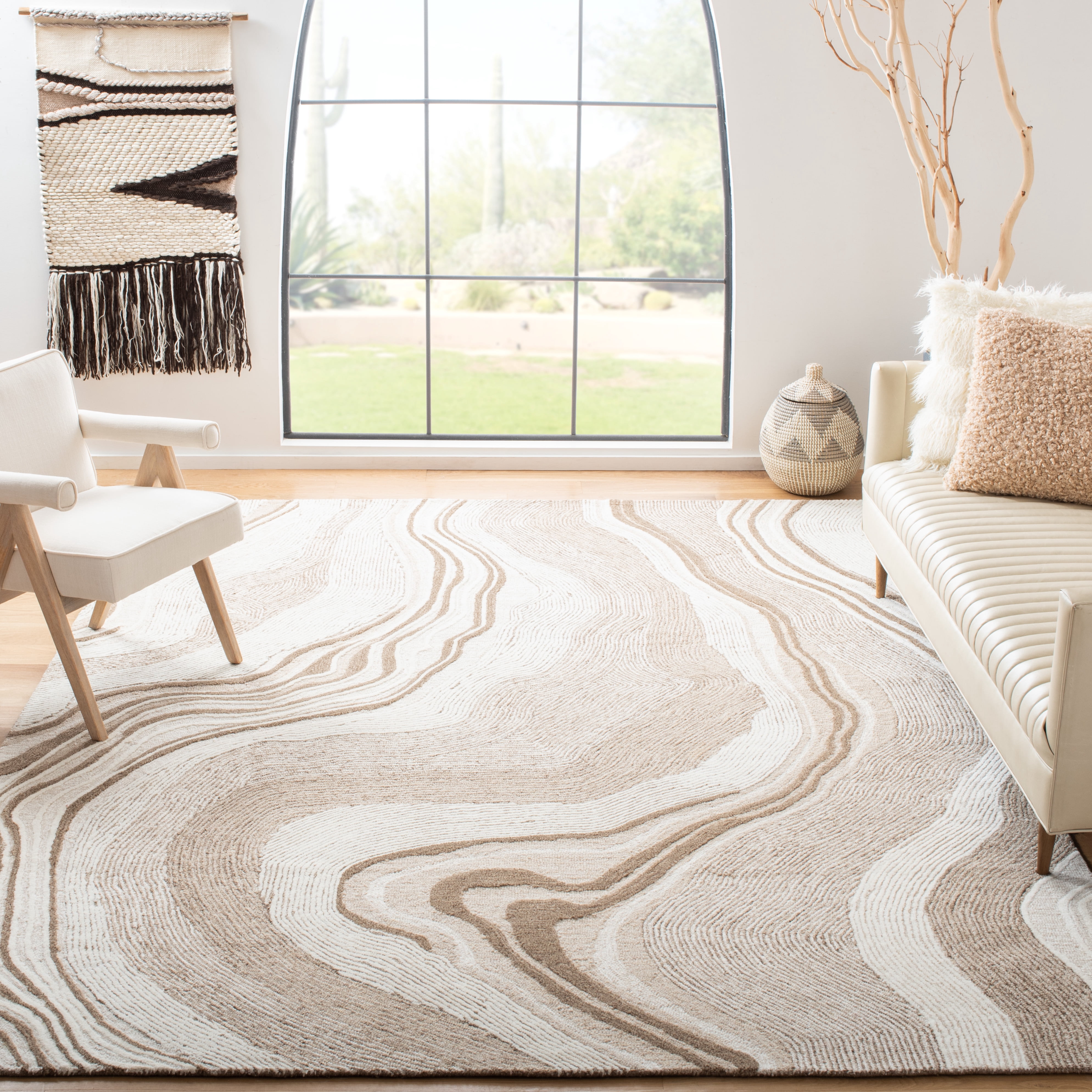 SAFAVIEH Fifth Avenue Deangelo Abstract Area Rug, Beige/Ivory, 8' x 8' Square