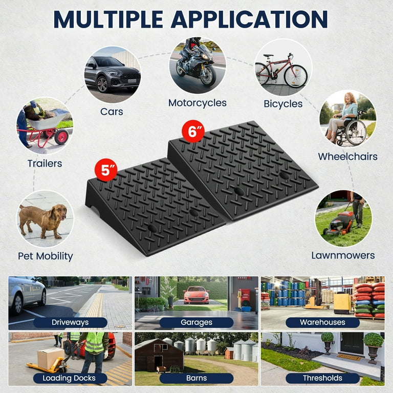 Driveway Ramp 2-Pack Portable S - 4 Inch Heavy Duty Plastic Curb Ramps ...
