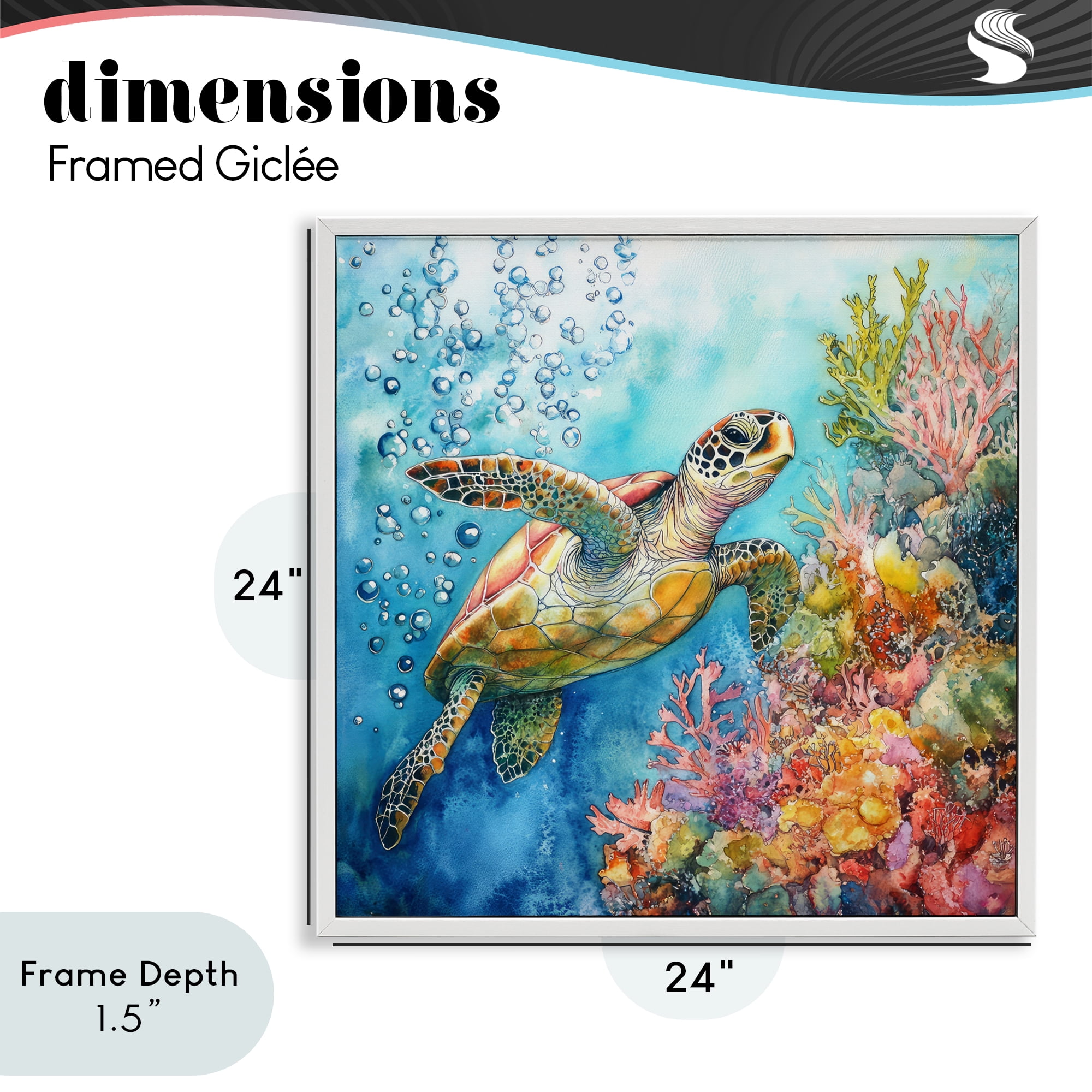 Stupell Industries Underwater Sea Turtle Bubbles White Framed Giclee Art, design by Tina LeCour