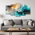 thumbnail image 4 of ZHONGYUTONG Teal Abstract Wall Art 5 Pieces Turquoise Wall Canvas Pictures Prints Modern Abstract Home Wall Decor for Living Room Bedroom Office Framed (16x24inx2pcs 16x32inx2pcs 16x40inx1pcs), 4 of 5