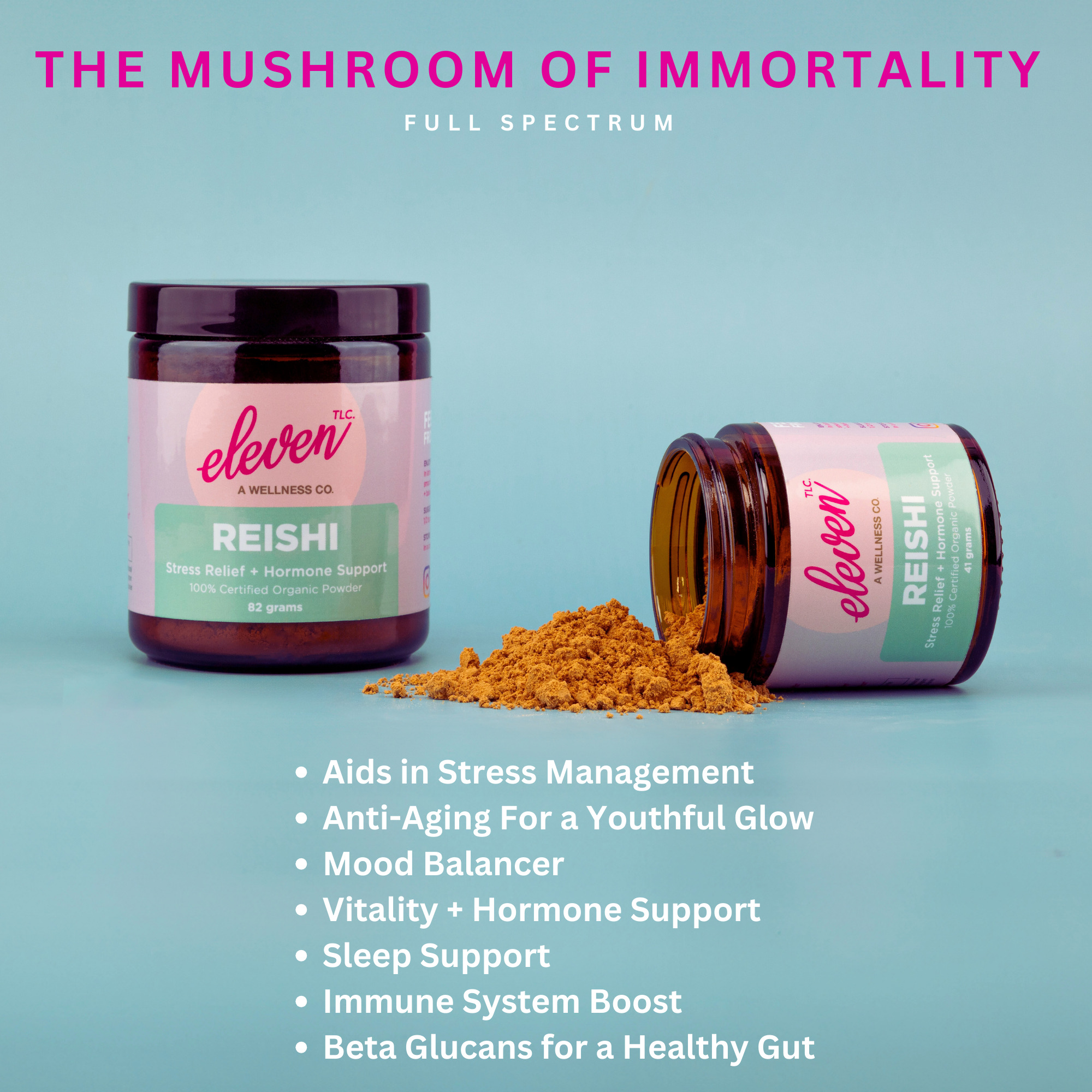 Eleven TLC, A Wellness Co Organic Reishi Mushroom Extract Powder, 40 Servings, 82 Grams