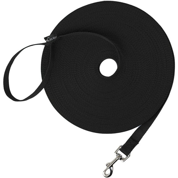 Dog/Puppy Obedience Recall Training Agility Lead - 15ft 20ft 30ft 50ft 100ft Leash Great for Training, Play, Camping, or Backyard Black