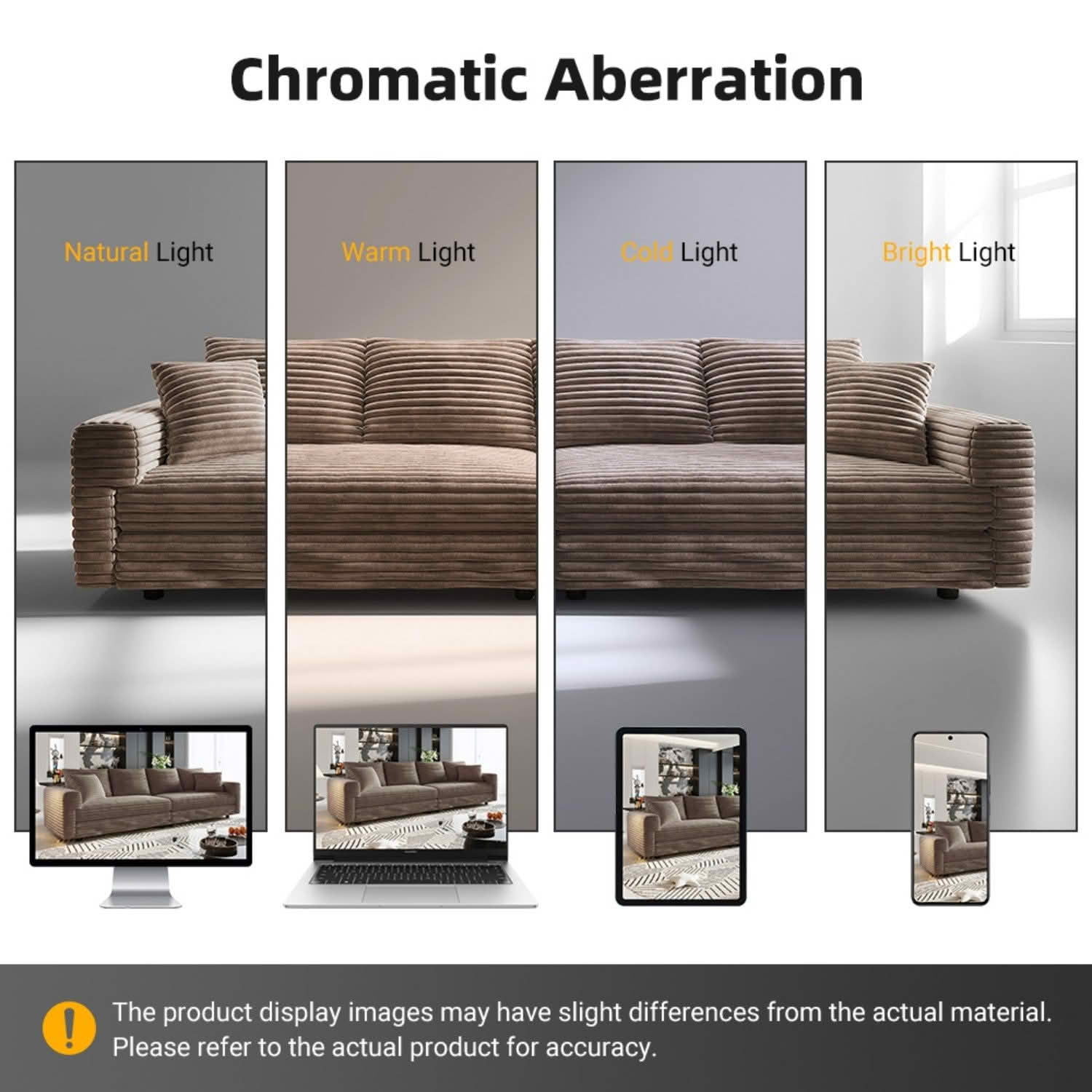 MAYEERTY 102.4" Plush Corduroy 4‑Seat Cloud Sofa, Modern Comfy Upholstered Deep Seat Couch with Soft Pillows, Convertible Sofa Lounge Chair for Living Room Bedroom