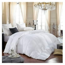 Luxurious Queen Size Siberian Goose Down Comforter, 600 Thread Count 100% Egyptian Cotton Cover, Solid White Color, 60 Oz Fill Weight, All Season Down Comforter