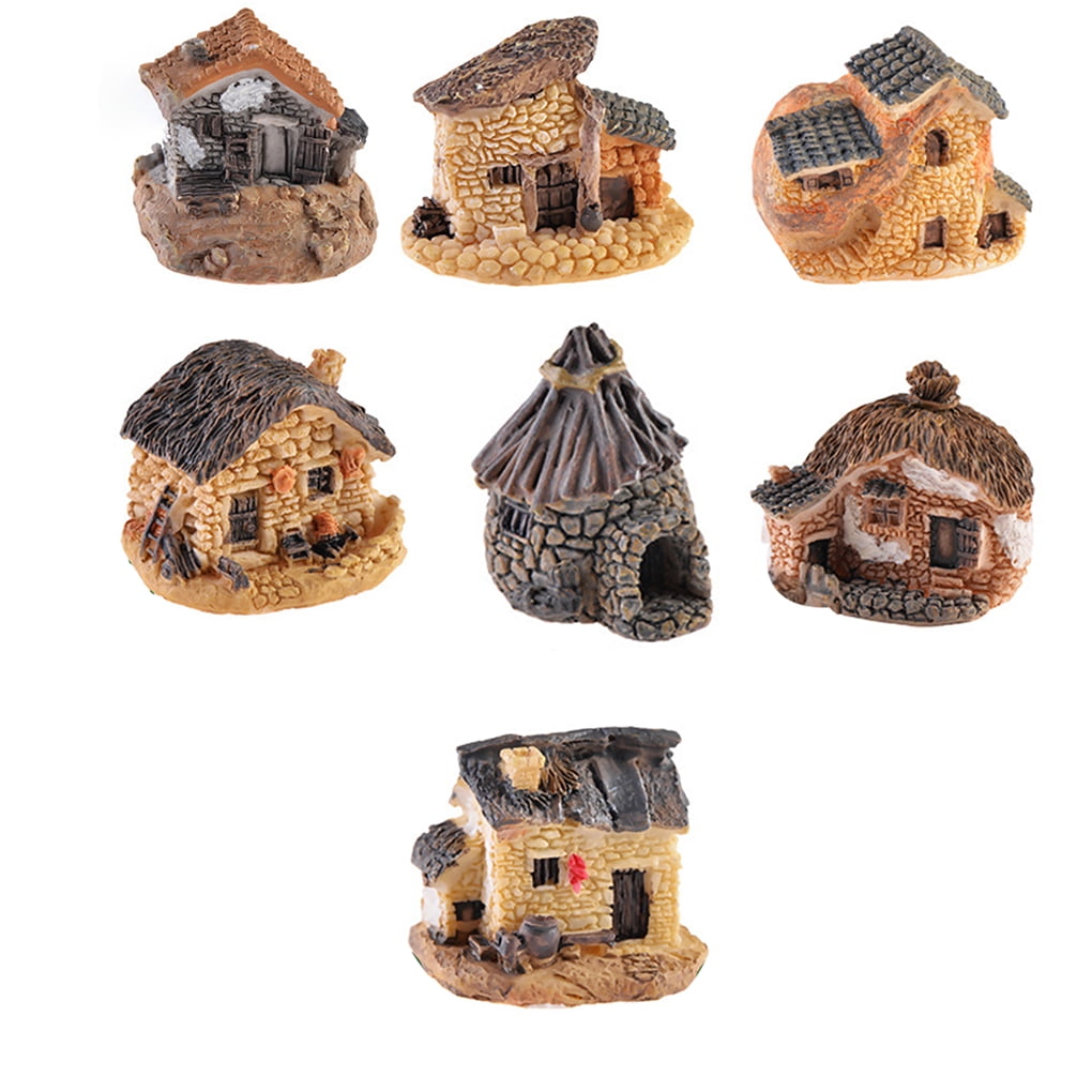 Hi,FANCY Micro Landscape Resin House Ornamental Part Mini Resin Cottage Decoration Plant Pots Bonsai Craft Decor