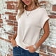 thumbnail image 4 of Xuyuer Women's Crew Neck Short Sleeve Knit Side Loose Solid Color Casual Top, Relaxed Fit Sweater Tee for Spring Summer Layering,Cozy Everyday Wear, 4 of 6