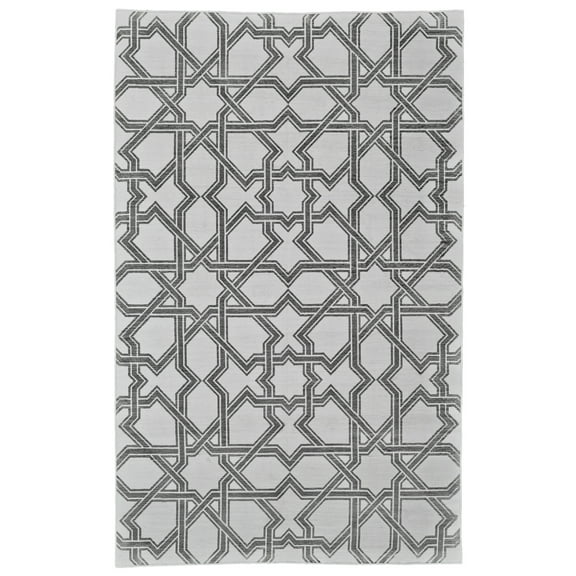 Feizy Granada Transitional Geometric, Gray/White, 4' x 6' Accent Rug Easy Care Pet & Kid Friendly Handmade Global Trellis & Lattice Design Carpet for Living Dining Bed Room