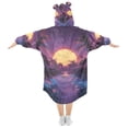 thumbnail image 2 of FORMRS Wearable Blanket Hoodie with Sleeves for Kids Cozy Flannel Sweatshirt, Blue Neon Road, 2 of 7