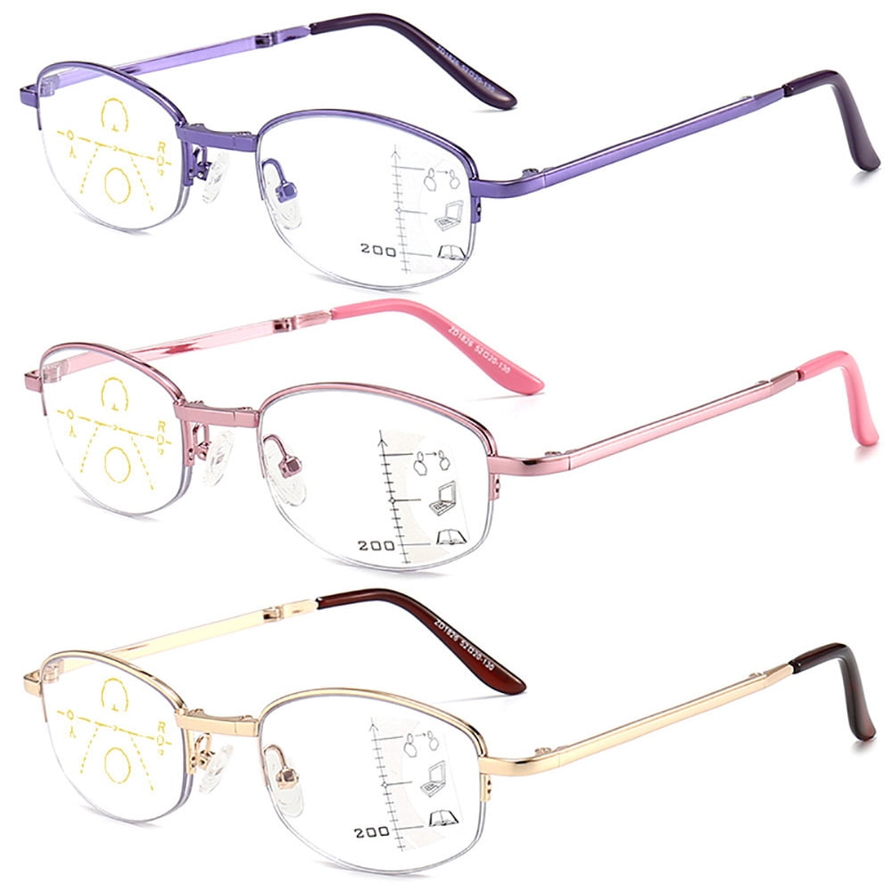 3 Pairs Progressive MultiFocus Reading Glasses Folding Portable