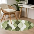 thumbnail image 5 of 4Ft Round Rug, Sage Green Stripes Non-Skid Rubber Backing Large Area Rugs - Living Room Bedroom Home Office, Retro Farmhouse Abstract Ripple Indoor Floor Mat Carpets Washable Rug, 5 of 9