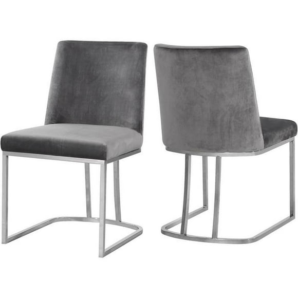 Pemberly Row Contemporary Gray Velvet Dining Chair (Set of 2)