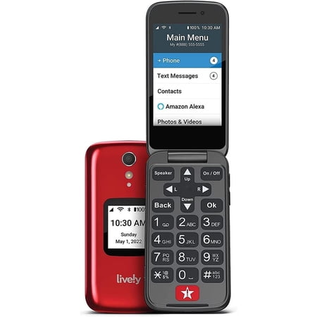 LIVELY Jitterbug Flip2 - Flip Cell Phone for Seniors - Not Compatible with Other Wireless Carriers - Must Be Activated Phone Plan - Red