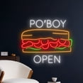 thumbnail image 2 of Handmadetneonsign Po'boy Open Neon Sign, Open Po-boy Wall Art Decor, Food Restaurant Wall Decor, 2 of 5