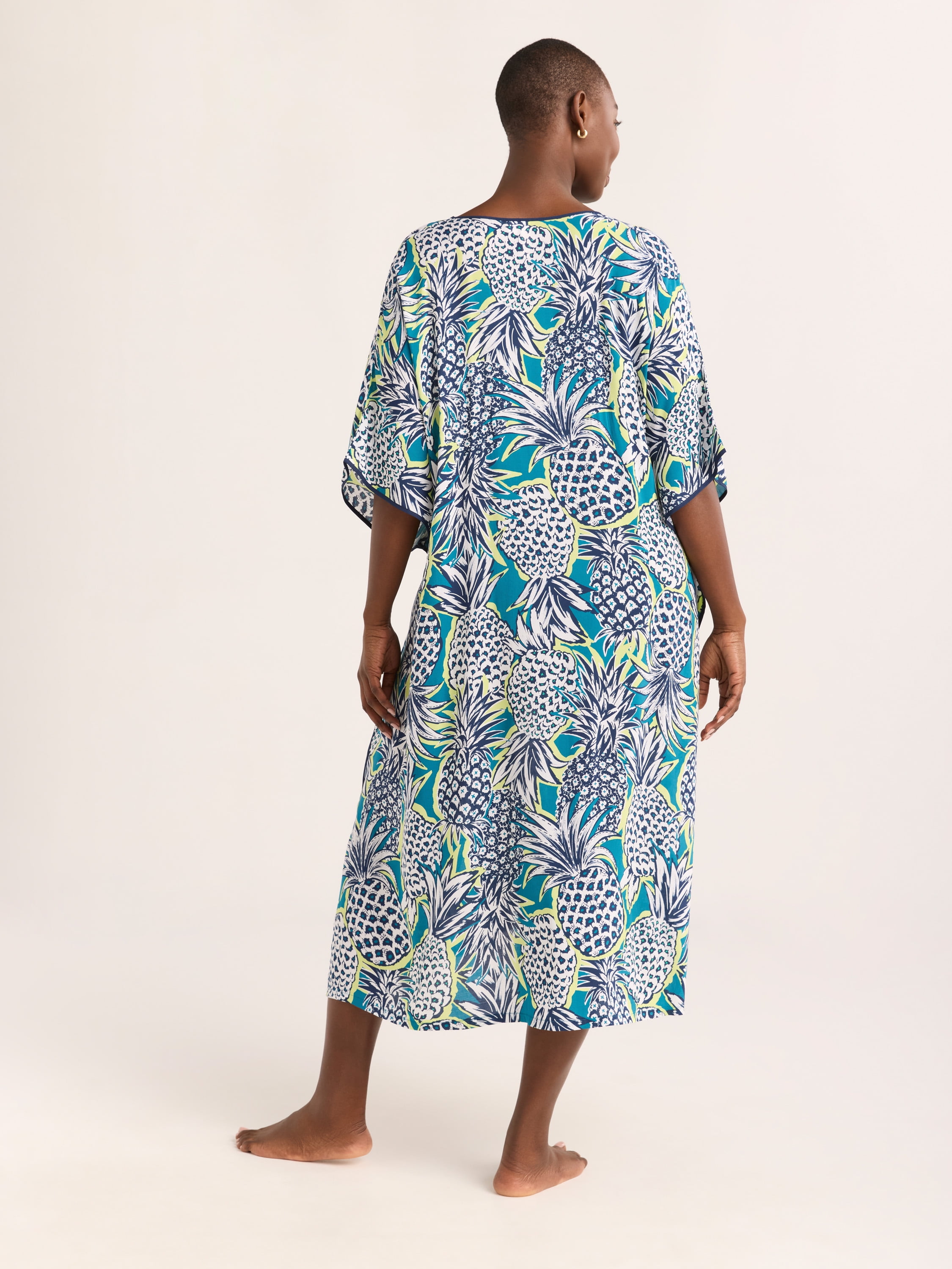 Joyspun Women’s Sleepwear Woven 46” Caftan Nightgown, S-4X