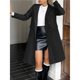 thumbnail image 4 of Abrigo de Invierno de Mezcla de Lana con Cuello de Solapa con Muesca y Doble Botonadura para Mujer. Negro M, 4 of 6