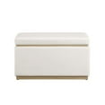 thumbnail image 4 of Linon Hawn Rectangle Storage Ottoman Natural Wood Trim in White Faux Leather, 4 of 16