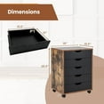 thumbnail image 3 of 5 Drawers File Cabinet, Vertical Filing for Home Office, Mobile Under Desk Storage With Wheels, Modern Chest of Drawers for Bedroom (Rustic Brown), 3 of 18