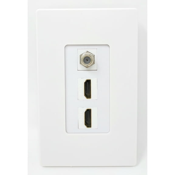 RiteAV - 2 Port HDMI 1 Coax Cable TV- F-Type Decorative Screwless Wall Plate