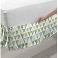thumbnail image 2 of Tropical Bed Skirt, Triangle Shapes and Inner Foliage Leaves Stripes Grunge Modern Art, Elastic Bedskirt Dust Ruffle Wrap Around for Bedding Decor, 4 Sizes, Pale Green and Cadet Blue, by Ambesonne, 2 of 2