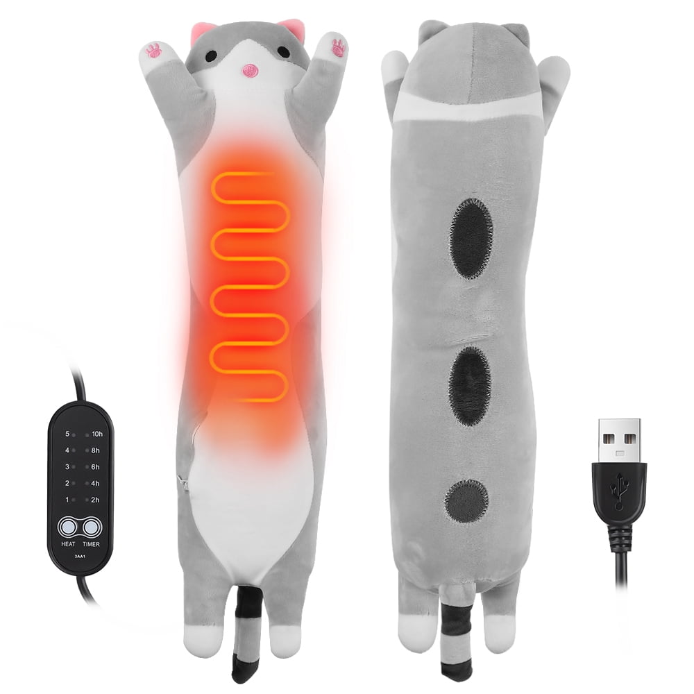 Cat Heating Pad for Period Cramps, Heated Cat Plush Pillow with 5 Heat Levels & 5 Timer Settings, Cat Shaped Heating Pad for Women Teen Girls