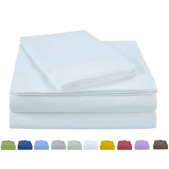 NC Home Fashions Embroidered ultra soft microfiber sheet set, Full, Bright White