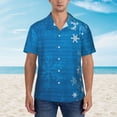thumbnail image 2 of Bingfone Men's Short Sleeve Button Down Shirts Hawaiian Blue Christmas Printed Beach Shirt, 2 of 7