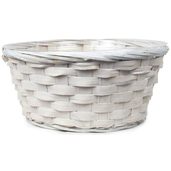 White Washed Round Basket