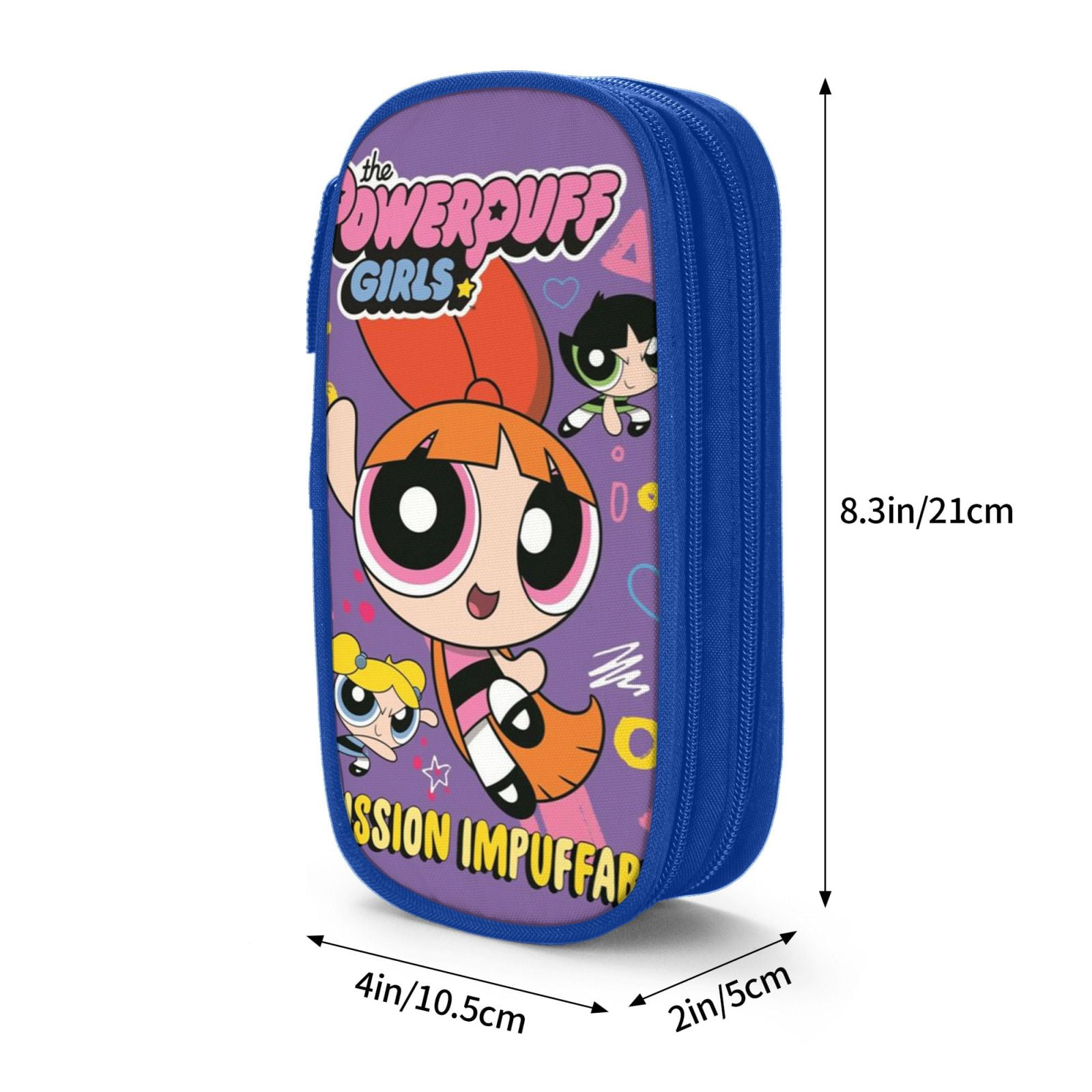 The Powerpuff Gi-rls Pencil Case Large Capacity Pencil Pouch Penbag Office Stationery Organizer Travel Makeup Bag Blue