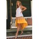 thumbnail image 3 of ABPHQTO Vestido a media pierna con cuello cuadrado y bloques de color en capas de color amarillo alto y bajo para mujer, 3 of 5