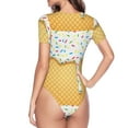 thumbnail image 3 of Uemuo White Ice Cream Pattern Women's One Piece Short Sleeve Swimsuit Rash Guard Surfing Modest Quick-drying Swimsuit Beach Essentials-X-Large, 3 of 9