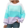 thumbnail image 2 of Lilgiuy Cozy Sweaters for Women Fashion Casual Color Long Sleeve Round-Neck Pullover Sweater Gifts for Your Co-workers or Friends, 2 of 5