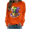 thumbnail image 2 of ClodeEU Women Holiday Mardi Gras Sweatshirts,Casual Fashion Long Sleeve Sequin Sweatshirt A-Orange,Womens Plus XL, 2 of 6