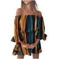thumbnail image 1 of Robes d'Été pour Femmes Mode d'Été Aguichant Décontractée Épaules Dénudées Imprimé Manches Cloche Robes d'Été Décontractées Robes d'Été Décontractées Aguichant pour Femmes, 1 of 5