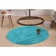 thumbnail image 2 of Alfombra de baño redonda antideslizante de microfibra peluda, absorbente, diámetro 80 cm, color azul Dia. 80cm, 2 of 5
