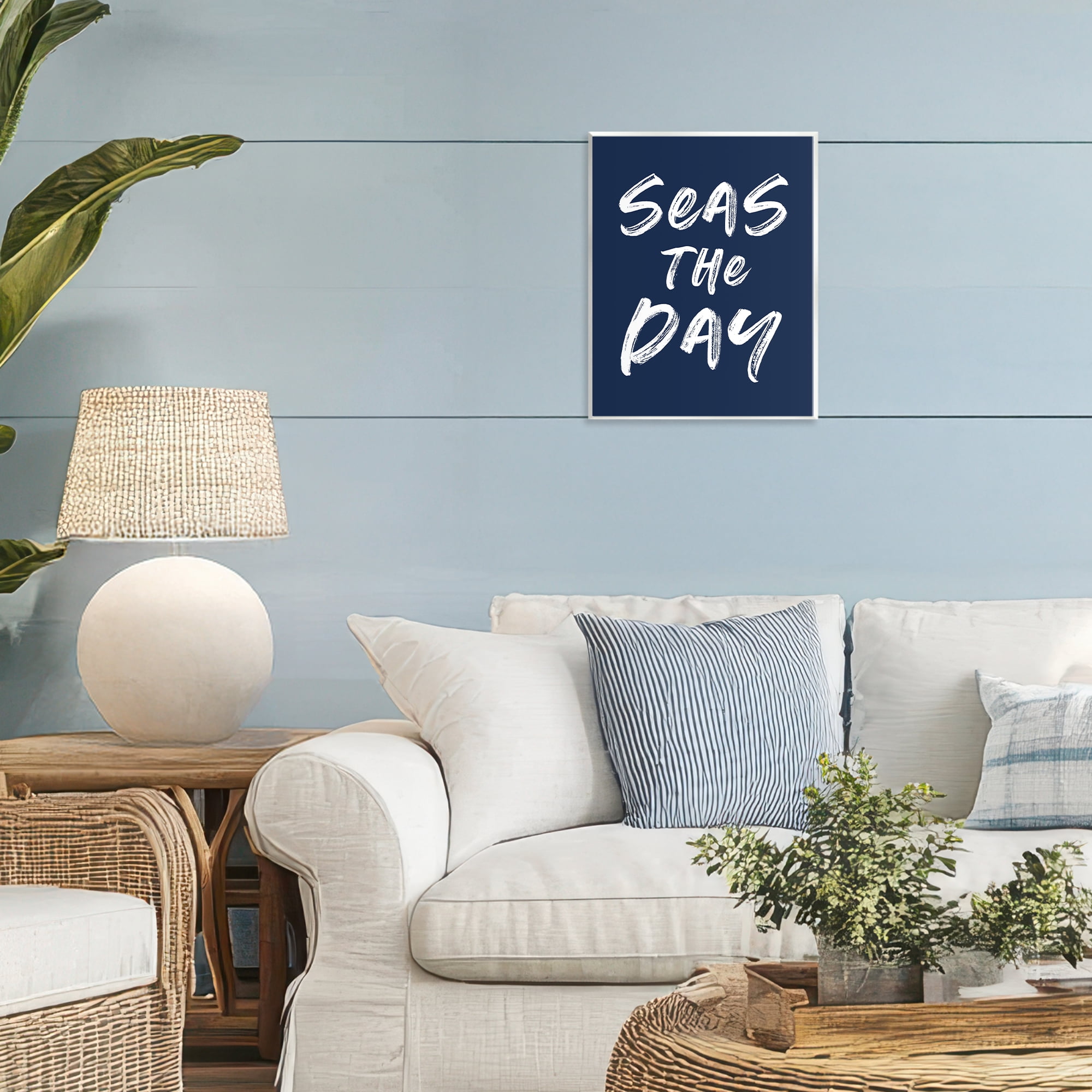 Seas The Day Sentiment Wall Plaque Art, design by Lettered and Lined