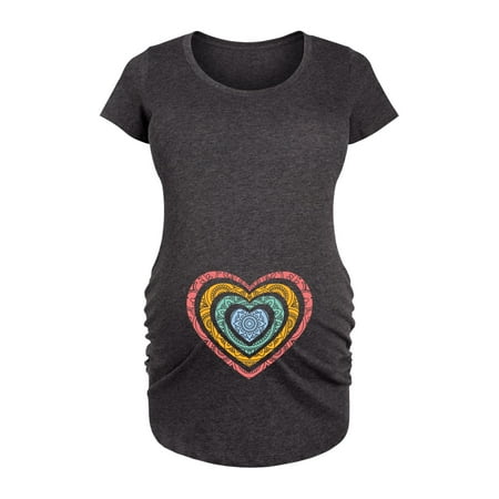 

Bloom Maternity - Rainbow Heart Mandala Belly - Maternity Scoop Neck T-Shirt