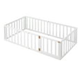 thumbnail image 4 of Twin Size Floor Bed Frame, Montessori Floor Bed Frame with Fence & Door, Wood Bed Frame for Girls and Boys, No Box Spring Needed, Easy Assembly, White, 4 of 9