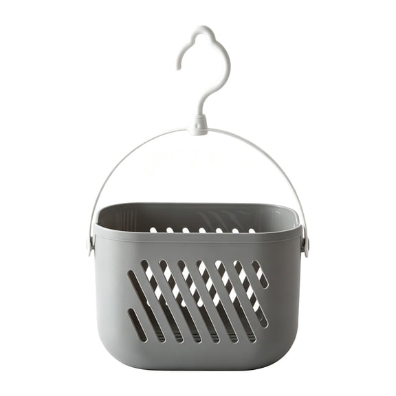 Small Shower Caddy,Hanging Shower Basket,Bathroom Storage Organizer With Hook,Plastic Hanging Basket,Portable Water-Proof Kitchen Storage Basket for Bathroom and Wall Mounted Organizer,Grey