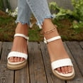 thumbnail image 3 of Dakaela Espadrille Wedge Sandals for Women Braided One Band Open Toe Summer Dressy Platform Sandal with Ankle Strap 2.95 Inch White Size 6.5, 3 of 9