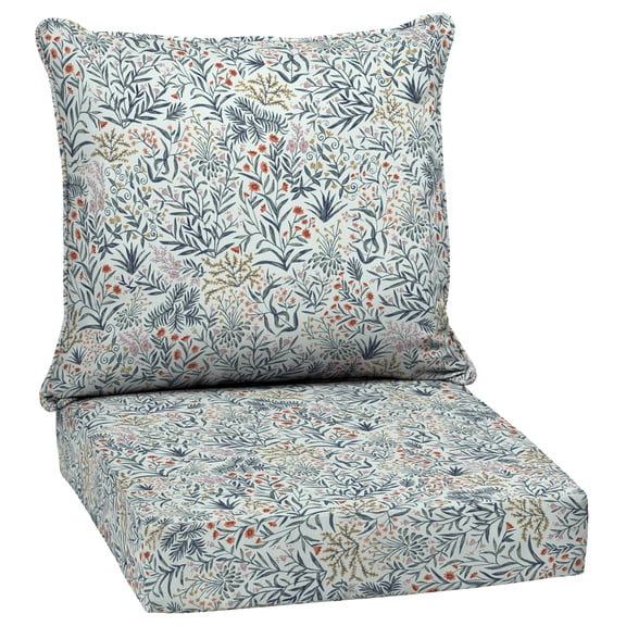 ARDEN Outdoor Deep Seat Cushion Set, 24 x 24, Water Repellant, Fade Resistant, Deep Seat Bottom and Back Cushion for Chair, Sofa, and Couch, Pistachio Botanical