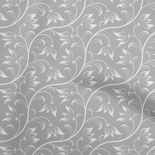 oneOone Velvet Gray Fabric Asian Floral Block Craft Projects Decor Fabric Printed By The Yard 58 Inch Wide