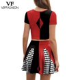 thumbnail image 2 of Mode VIP Harley Q Costume d'Halloween Cheerleading Jupe Plissée Fête Robe Motif Rouge Noir Haut à Manches Courtes Ensemble Jupe Aguichant, 2 of 9