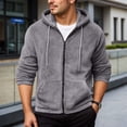 thumbnail image 1 of MHFRRA Chaqueta con Capucha y Cremallera de Color Liso, Sudadera Informal Suave para Otoño E Invierno, Cómoda para Exteriores Gris, 1 of 6