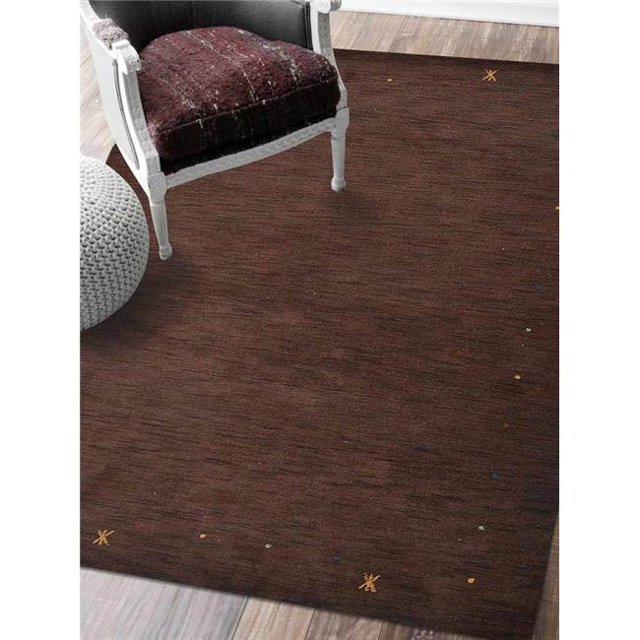 5 x 8 ft. Contemporary Hand Knotted Loom Wool Area Rug, Brown