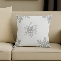 Holiday Nivalis Collection Snowflake Design Christmas Decorative Filled Throw Pillow - 3 Colors (Silver, 18"x18" Pillow Case Insert)