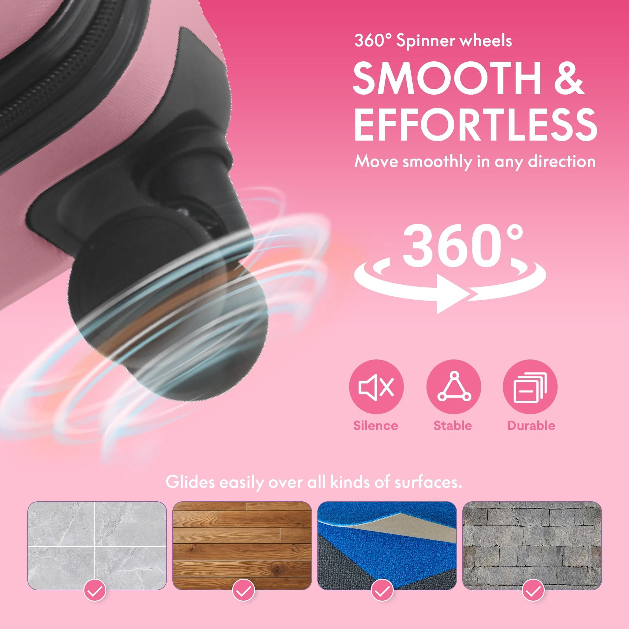 3-Piece ABS Hardshell Luggage Set, Lightweight Scratch-Resistant Suitcases with Silent Spinner Wheels & TSA Lock, Sakura Pink