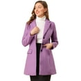 thumbnail image 1 of INSPIRE CHIC Manteau d'Hiver pour Femme à Revers Cranté, Simple Boutonnage, Manches Longues, Violet Pâle, TP, 1 of 6