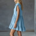 thumbnail image 5 of Fewfanhot Casual Summer Dresses for Women Summer Dress Notched V Neck Front Button Sleeveless Ruffle Hem Beach Vacation Mini Sun Dress, 5 of 5