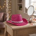 thumbnail image 4 of choiix Womens Western Sequin Trim Cowboy Hat Wide Brim Sparkly Costume Cowboy Hat Party Dress‑up Hat Prop for Cosplay Stage Performance Holiday Gathering, 4 of 4