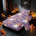 thumbnail image 2 of Homewish Halloween Cowboy Ghost Twin Sheets, Floral Boot Maple Leaf Bedding, Dusty Lavender Orange Brown, 3pcs (1 Flat Sheet, 1 Fitted Sheet and 1 Pillowcase), 2 of 6